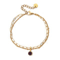 Double bracelet doré avec pierre de naissance