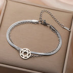 Bracelet double avec l'étoile de David symbole juif argent