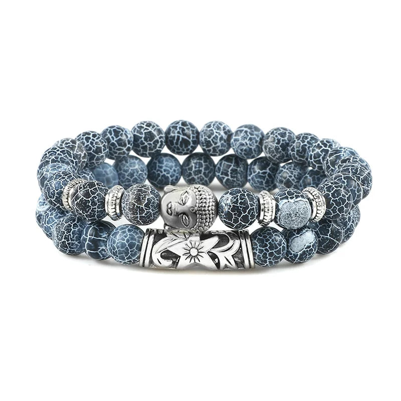 Buddhist Natural Stone ID Bracelet gray