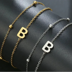 Bracelet double initiale or et argent  b