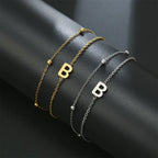 Bracelet double initiale or et argent  b