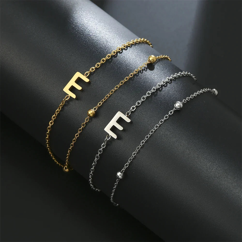 Bracelet double initiale or et argent  e