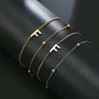Bracelet double initiale or et argent  f