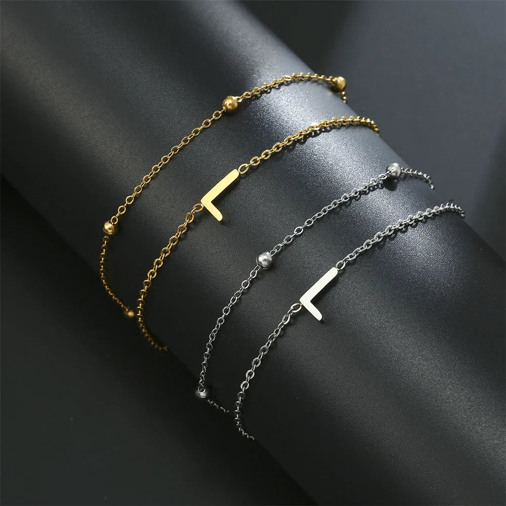 Bracelet double initiale or et argent  l