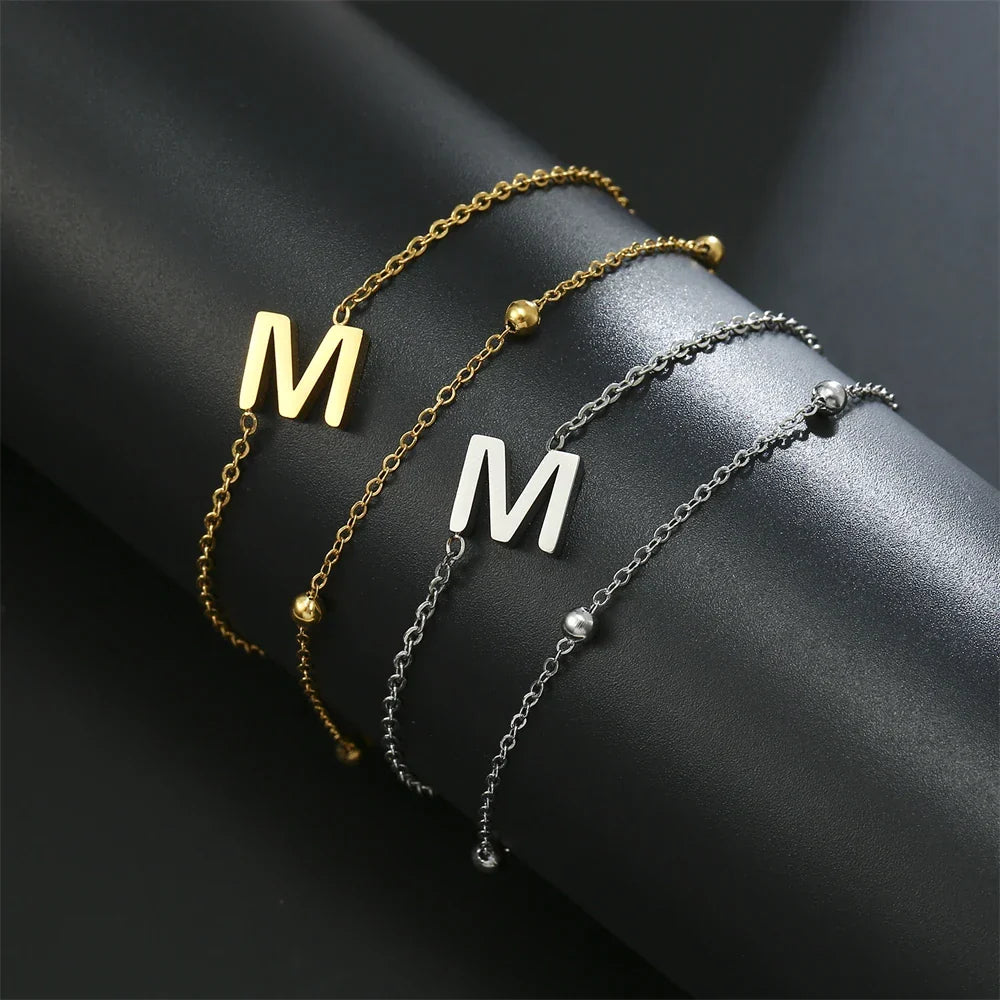 Bracelet double initiale or et argent  m
