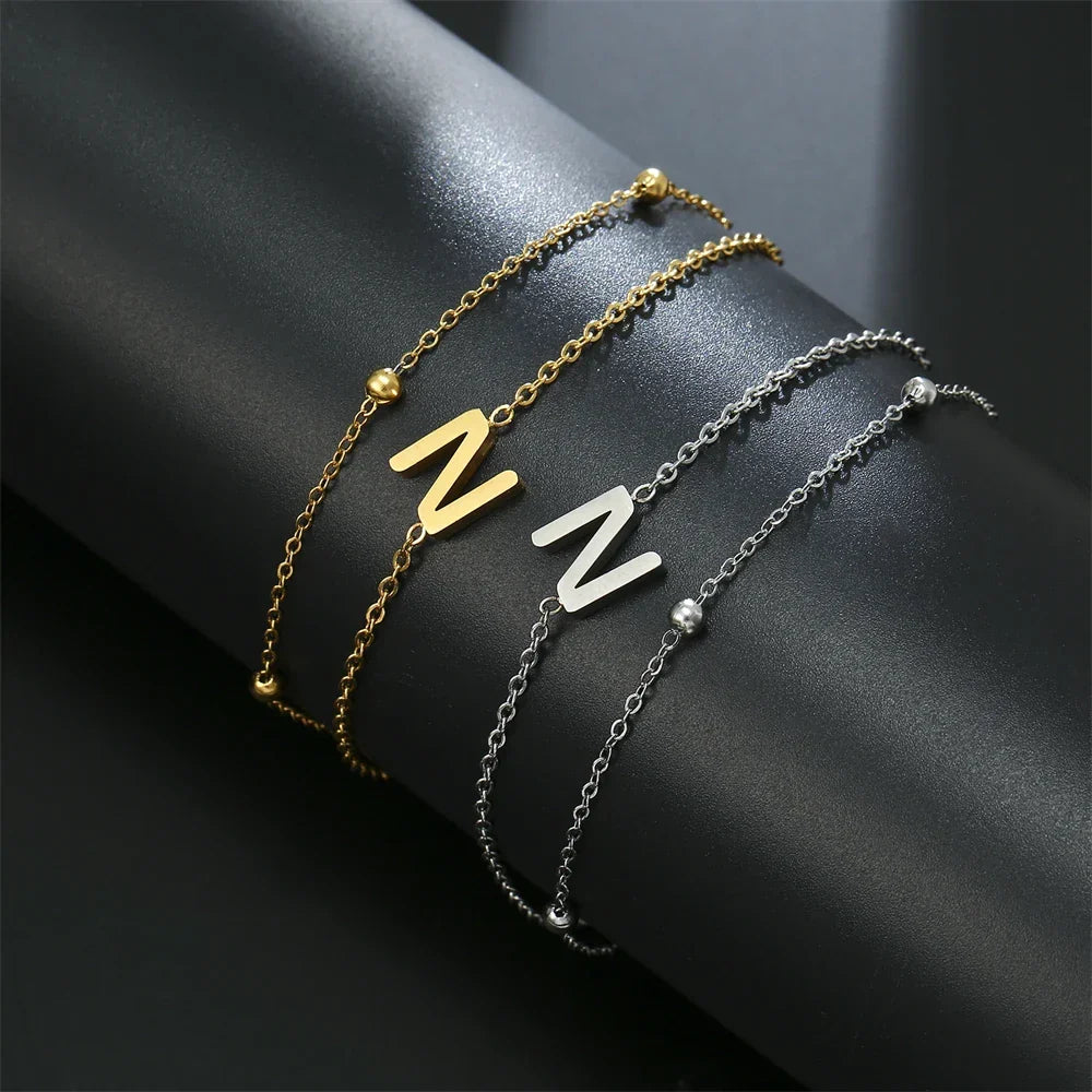 Bracelet double initiale or et argent  n