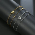 Bracelet double initiale or et argent  p