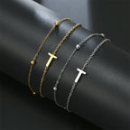 Bracelet double initiale or et argent  t