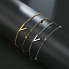 Bracelet double initiale or et argent  v