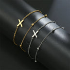 Bracelet double initiale or et argent  x