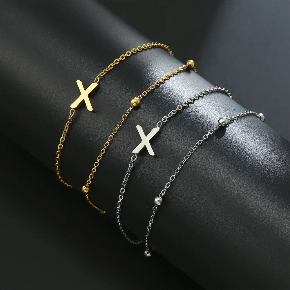 Bracelet double initiale or et argent  x