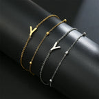 Bracelet double initiale or et argent  y
