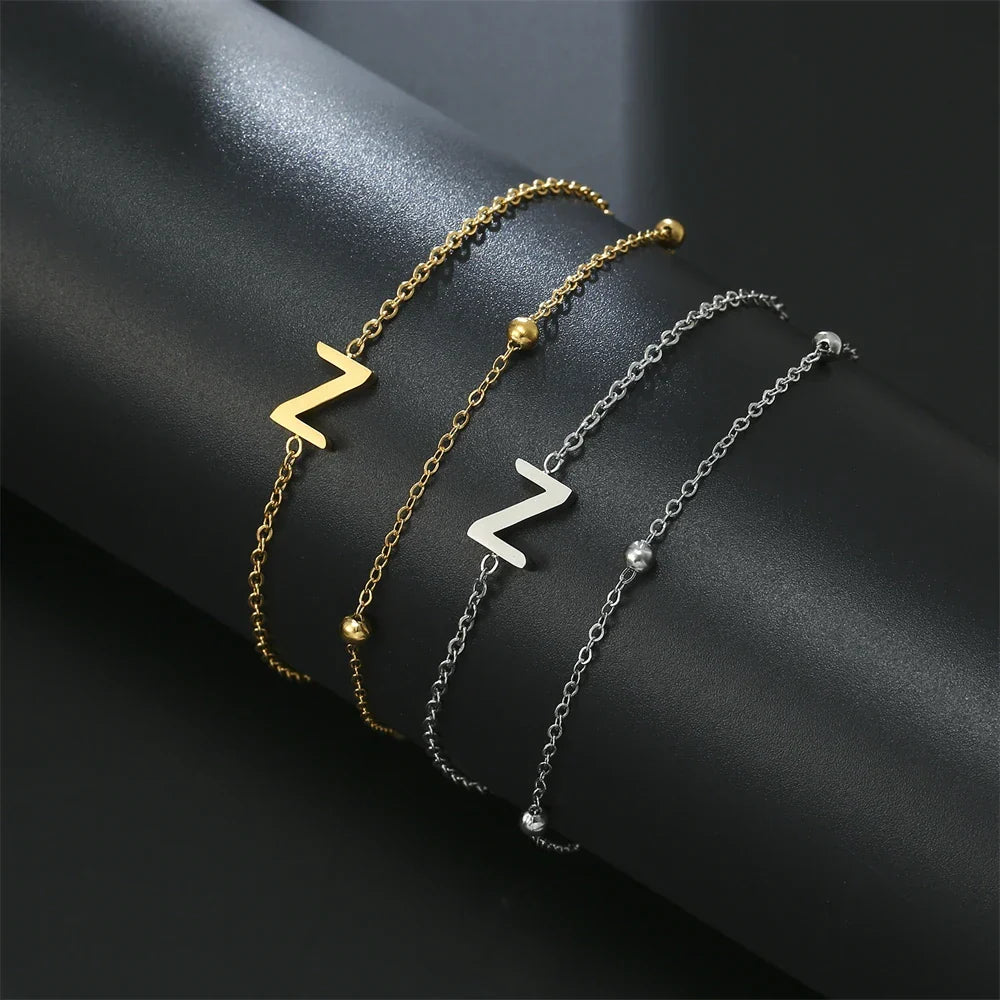 Bracelet double initiale or et argent  z