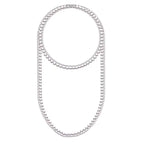 Long and Double Women's Necklace with White Pearls