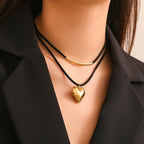 Double Collier Pendentif Coeur or
