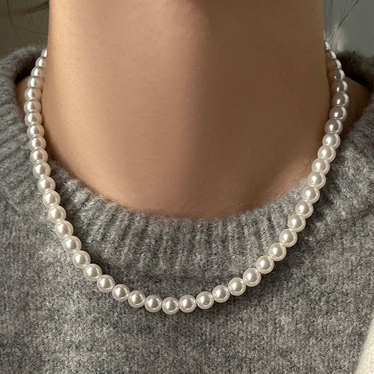 Elegant White Pearl Choker Necklace