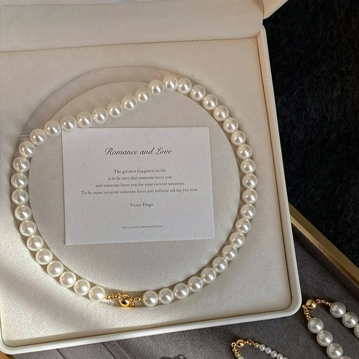Elegant White Pearl Choker Necklace