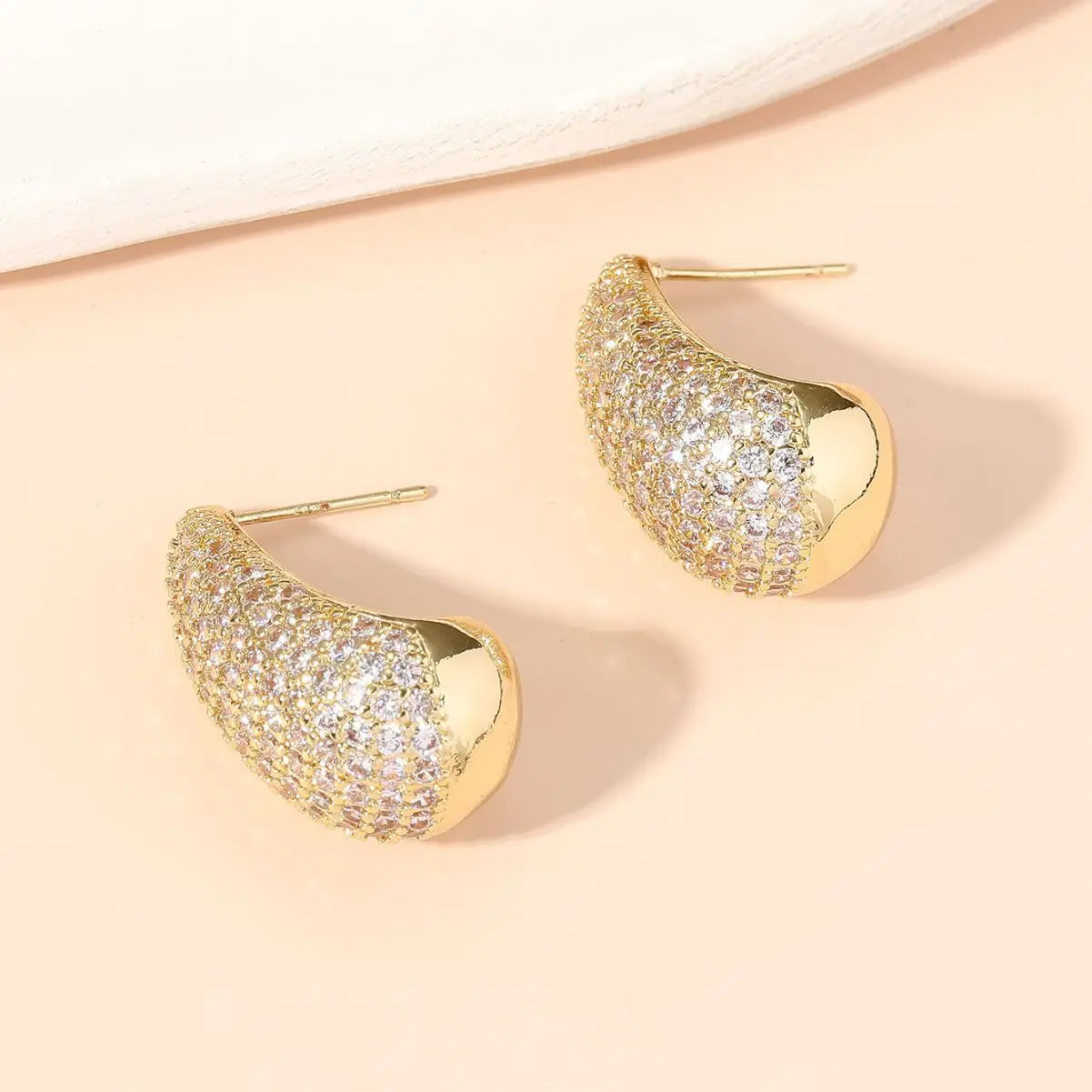 Elegant Gold Water Drop Stud Earrings