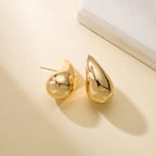 Large Water Drop Stud Earrings gold