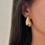 Large Water Drop Stud Earrings gold