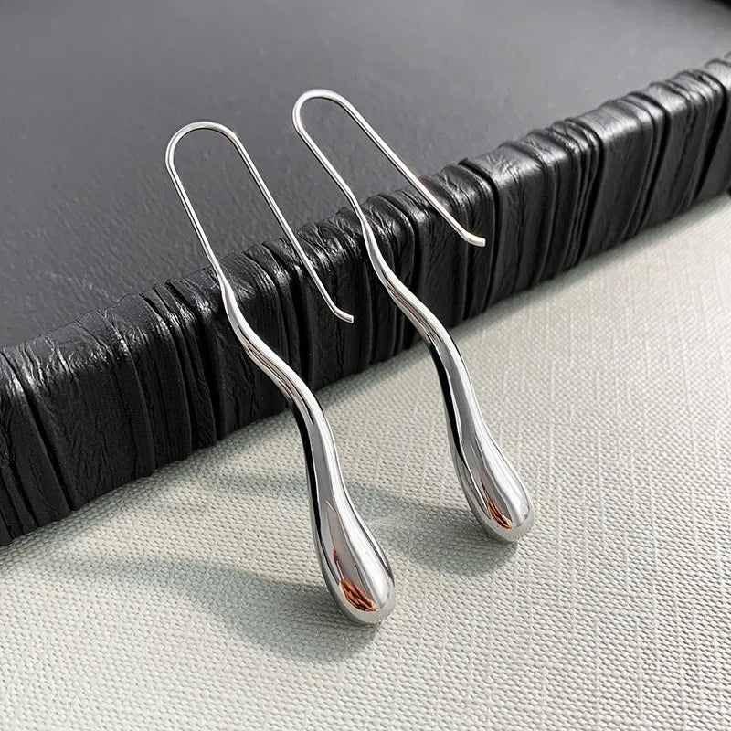 Elegant Fine Drop Water Dangle Earrings silver