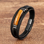 Tiger Eye Leather Bracelet for Men
