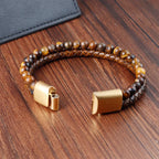 Tiger Eye Leather & Stone Bracelet Gourmet