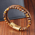 Tiger Eye Leather & Stone Bracelet Gourmet