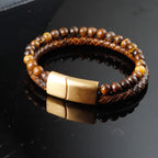 Tiger Eye Leather & Stone Bracelet Gourmet