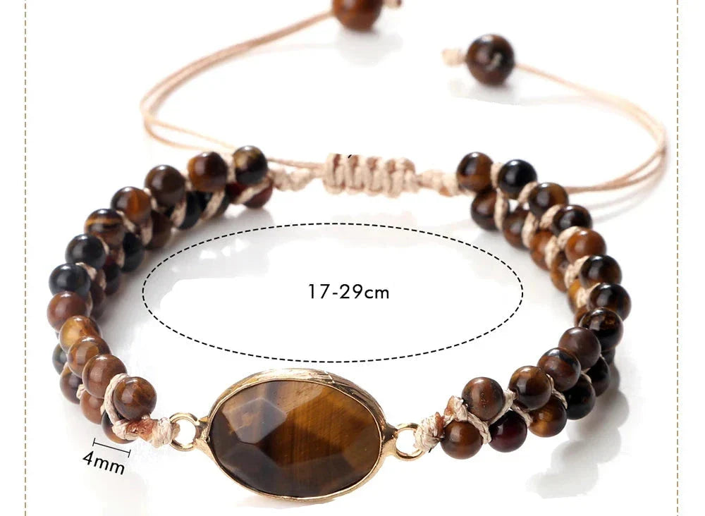 Tiger Eye Women's Leather Bracelet ID Bracelet