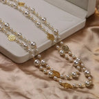 Large Triple Pearl Necklace for Women white