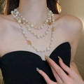 Large Triple Pearl Necklace for Women white