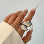 Large Water Drop Ring Silver