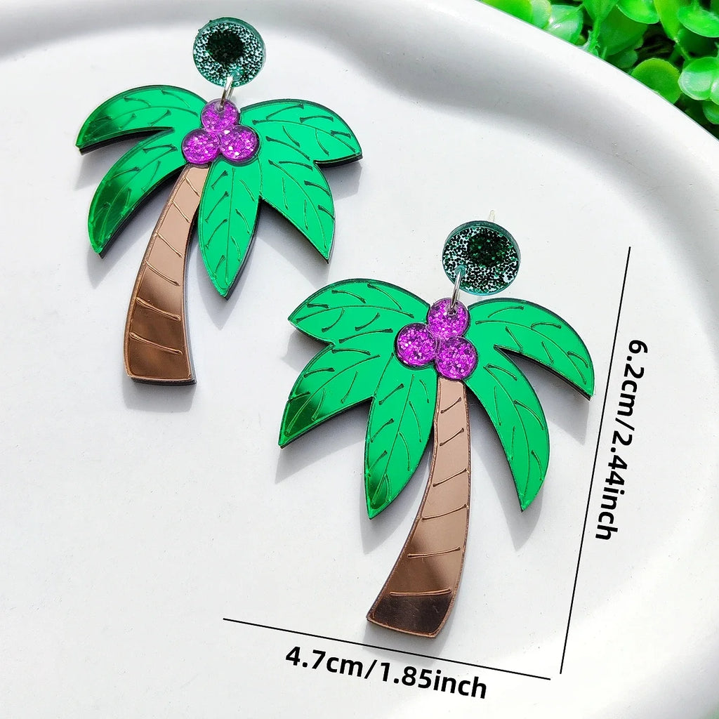 Grandes boucles d'oreilles colorées palmier
