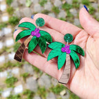 Grandes boucles d'oreilles colorées palmier vert