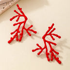 Grandes boucles d'oreilles corail pour femme rouge