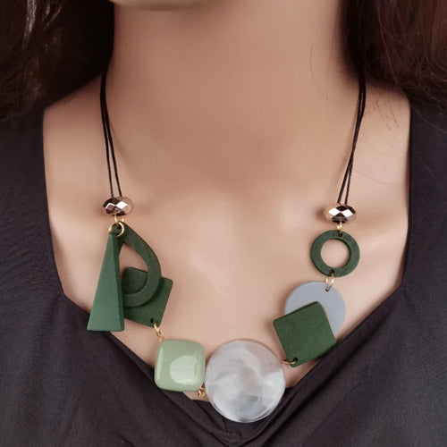 Asymmetric Bohemian Style Pendant Necklace gray