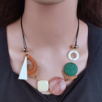 Asymmetric Bohemian Style Pendant Necklace pink