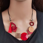 Asymmetric Bohemian Style Pendant Necklace red