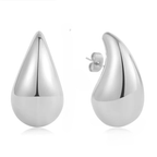Imposing Silver Water Drop Stud Earrings
