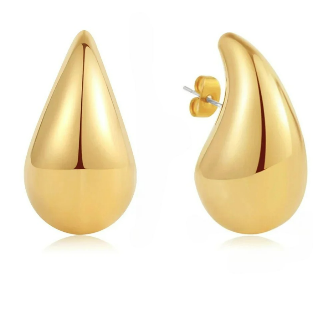 Imposing Gold Water Drop Stud Earrings