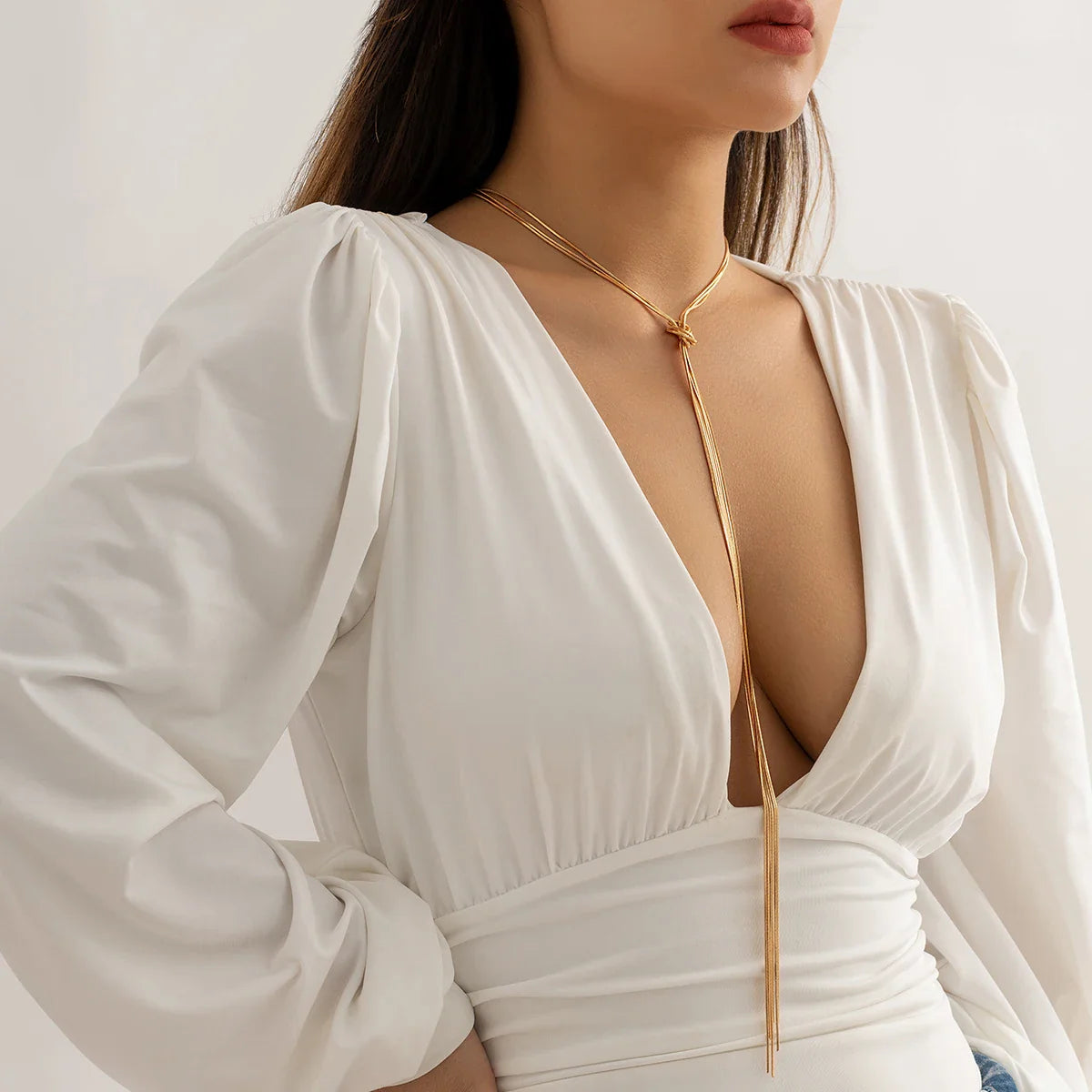 Long Necklace with Bow for Women