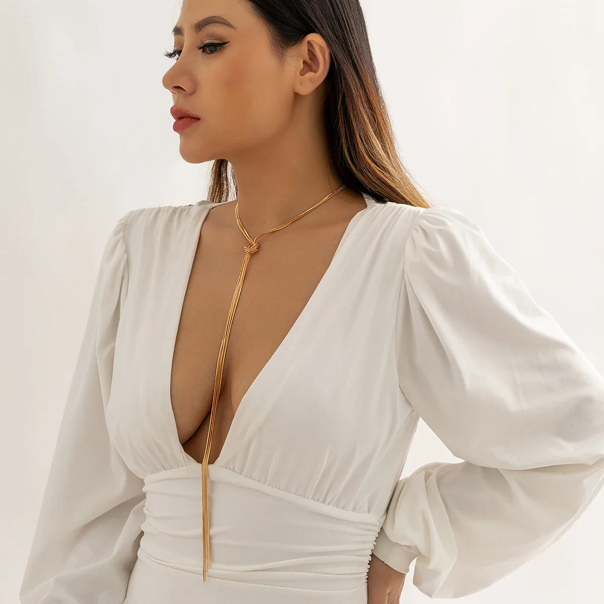 Long Necklace with Bow for Women