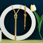 Long Knot Y Necklace for Neckline & Knot Bracelet