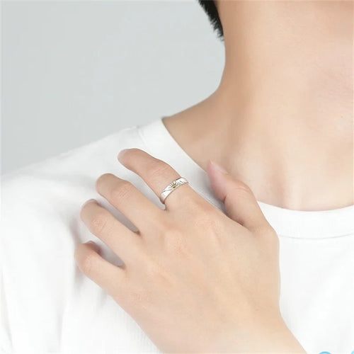 Set of 2 Couple Rings Moon and Sun Zircon Ring