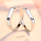 Set of 2 Couples Rings Sun and Moon Romantic Band