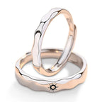 Set of 2 Couples Rings Sun and Moon Romantic Band