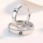 Set of 2 Couples Rings Sun and Moon Romantic Band