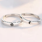 Set of 2 Couples Rings Sun and Moon Romantic Band