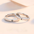 Set of 2 Couples Rings Sun and Moon Romantic Band